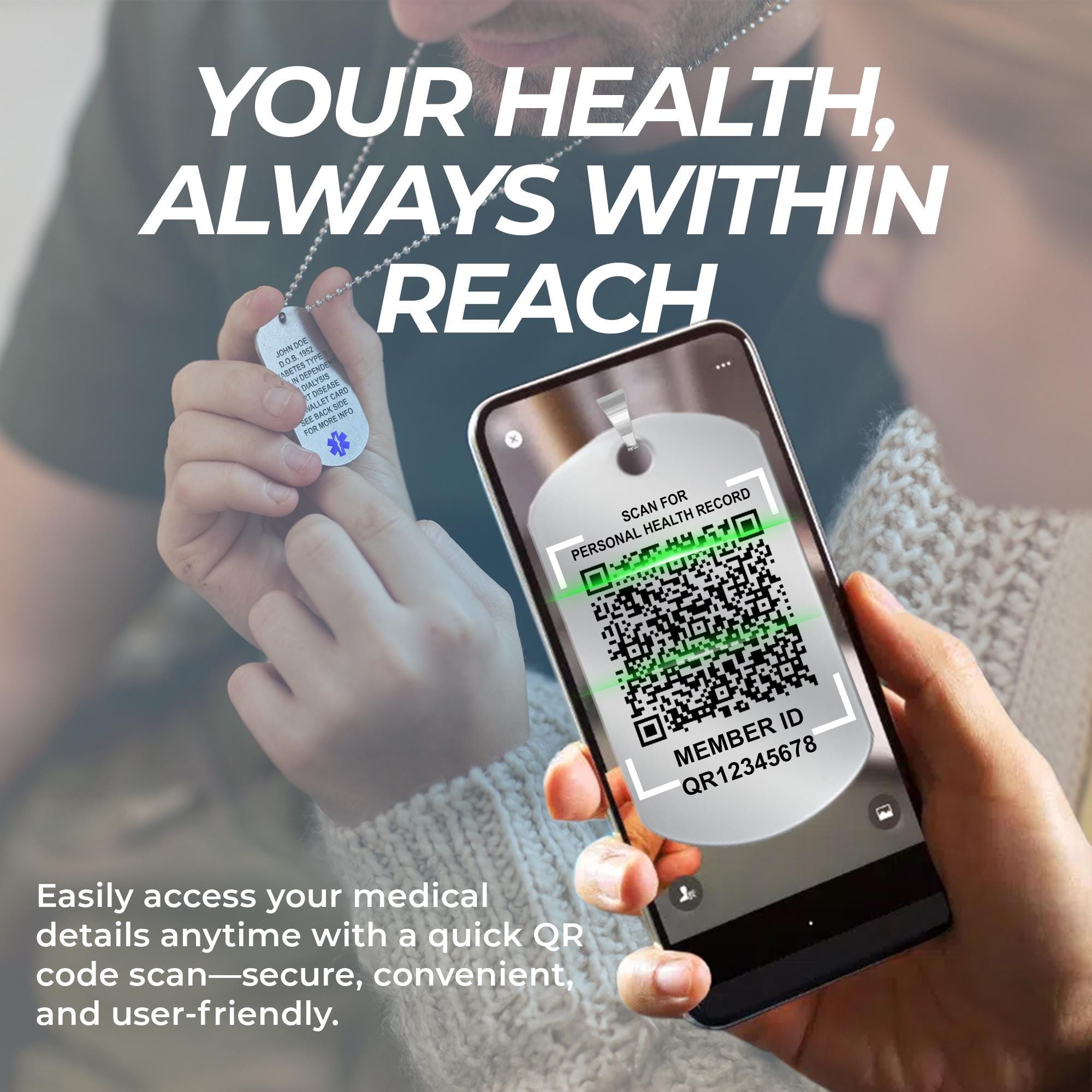 Custom Engraved QR Code Medical Alert Necklace: Stainless Steel ...