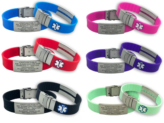 Pulseras de alerta médica personalizada para hombres pulsera de  identificación de emergencia personalizada para hombre pulsera de  identificación