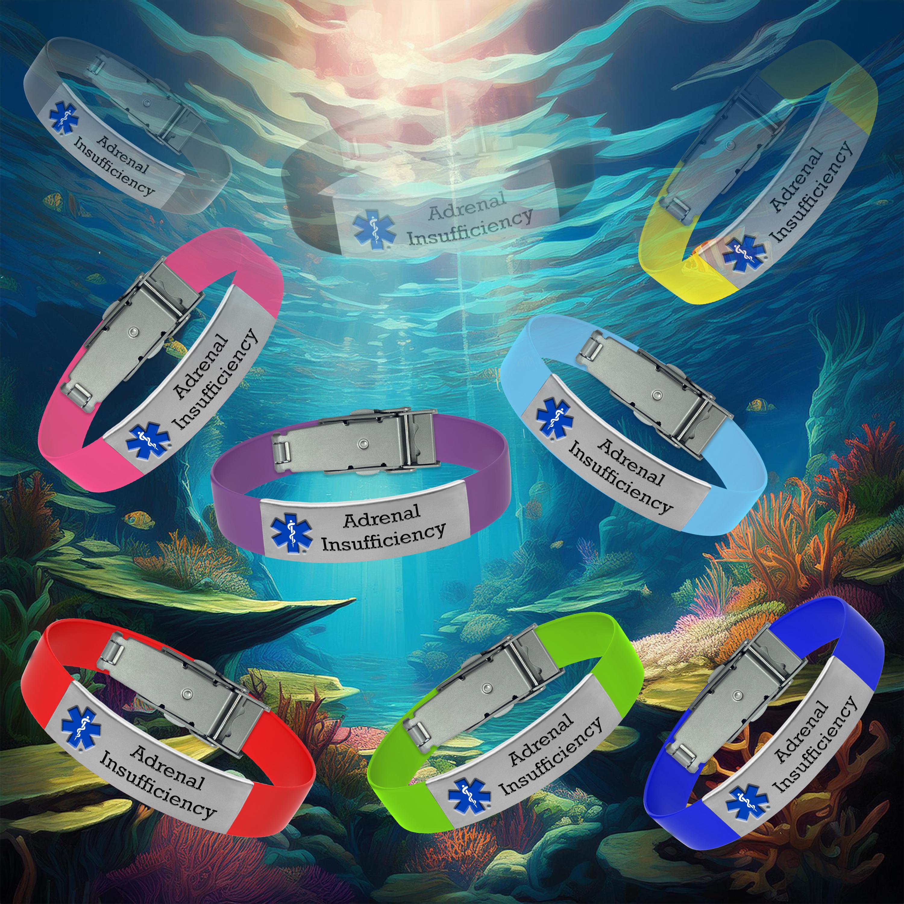 Adrenal Insufficiency Medical Alert Bracelet: Adjustable Silicone