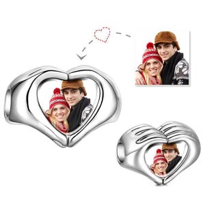 Custom Photo Pandora Charm: Finger Heart S925 Silver
