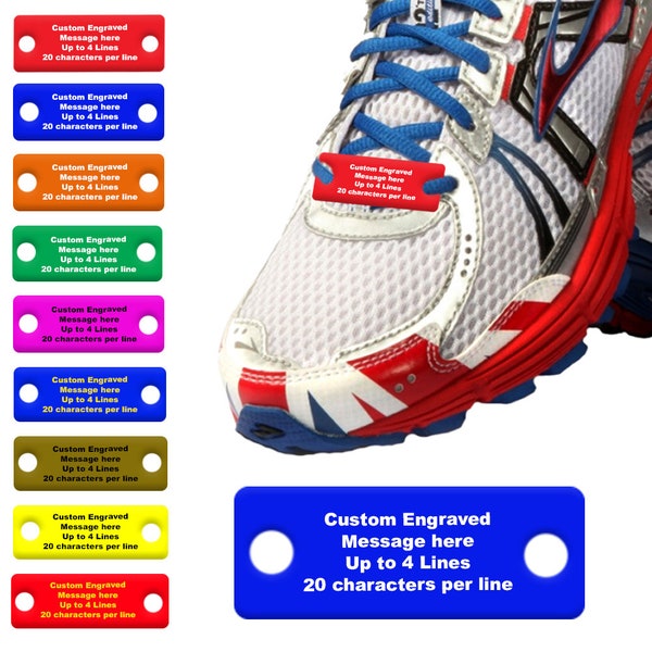 Personalized Running Shoe Tags - Custom Shoe Tag - gift for her - gift for him - inspiration for runner -  Shoe Charm - Alert ID Shoe Tags