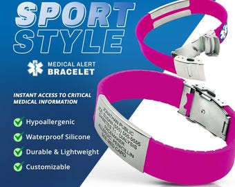 Braccialetto Allerta Medica Personalizzato In Acciaio Inox E Silicone Inciso Con Nome O Id