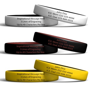 Rubber Bracelets - Mens Bracelet - Medical Alert Bracelets For Women - Rubber Bracelets - Custom Wristbands - Stretch Silicone Bracelets