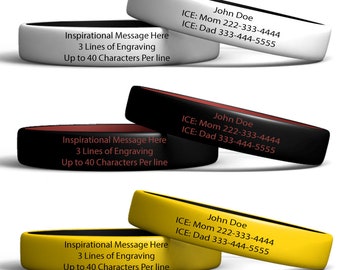Braccialetto identificativo medico - Braccialetti identificativi - Bracciali personalizzati - ID personalizzato - Inciso - Braccialetti identificativi di allerta - Impermeabili - Braccialetti personalizzati