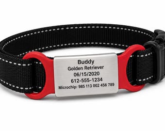 Custom Engraved Pet ID Tag: Slide-On Silent Dog Collar Tag