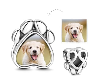 Pandora Charm: Dog Paw Photo Charm in 925 Sterling Silver - Capture Your Pup's Paw-some Moments - Pandora Photo Charm