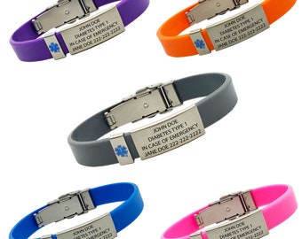 Durable Medical Alert Bracelet - Custom Engraving - Alert Elderly - Medical Alert ID Bracelet - Adjustable Bracelet 5.75" to 9.25"