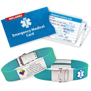 Personalized Autism Medical Alert Bracelet: Waterproof Silicone Band & Emergency ID