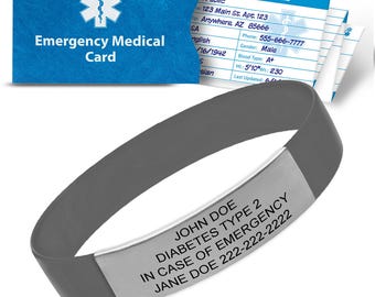 Custom Engraved Medical Alert Bracelet - Waterproof Silicone ID