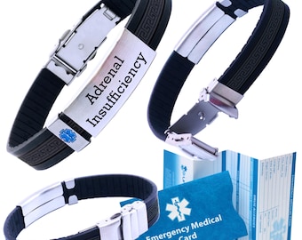 Braccialetto medico per insufficienza surrenalica: braccialetto regolabile in silicone