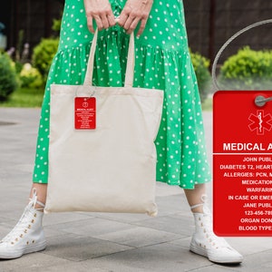 Medical Alert Luggage Tag - Medical ID Tag - Customized Engraved Info - Medical Patients - Medical Alert ID Bag Tag - Custom Engraved