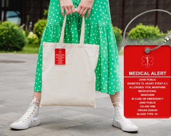Etichetta per bagaglio con incisione personalizzata per avviso medico: ID acrilico impermeabile