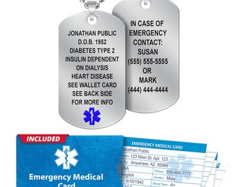 Op maat gegraveerde medische waarschuwing dogtag-ketting: roestvrijstalen kralenketting