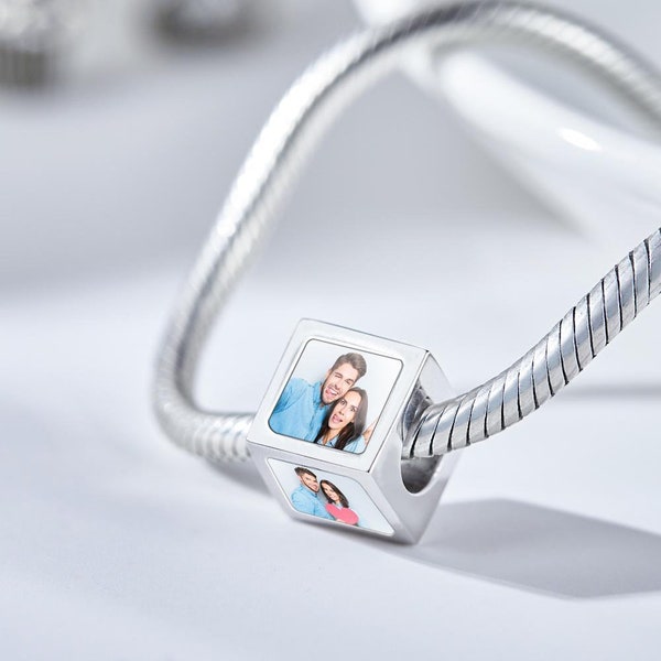 Benutzerdefinierter Pandora-Charm für Pandora-Armbänder – Einzigartiger Charm, individuelles vierseitiges Quadrat – personalisierter Charm – Pandora-Charm für Frauen