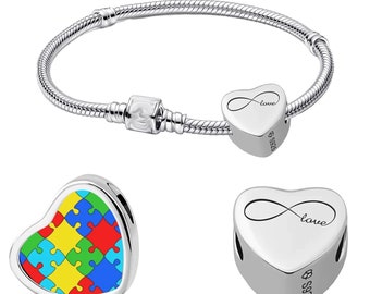Charm Pandora per la consapevolezza dell'autismo: ciondolo puzzle in argento sterling