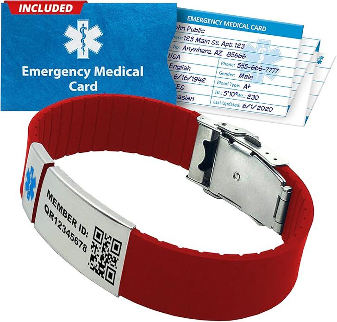 QR Code Medical Alert Bracelet: Waterproof Silicone Band With Emergency ...