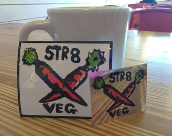 STR8 VEG sticker - vegetarian, vegan pride sticker