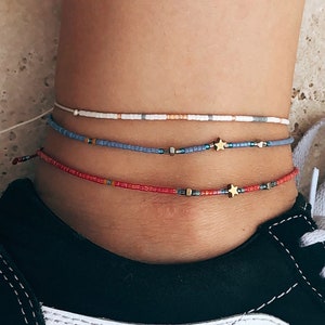 XieXie 8er Set Handgemachte Perlen Fußkettchen - Verstellbare Boho Style Fußbänder Für Damen & Mädchen