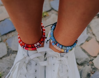 4x Boho Surfer Anklet Set - Womens Ankle Bracelet - Ankle Chain Women - Handmade Festival Beach Jewelry - Summer Accessories - Friendship