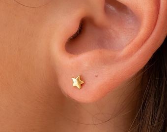 Star Earrings Gold • Stainless Steel Stud Earrings for Women • Geometric Earring • Minimalist Jewelry • Gift for Her