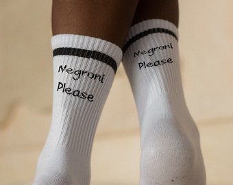 White Tennis Socks with Quotes •  High Quality Women & Men Socks Made in Germany • Funny Crew Socks with Print • Sport Socks