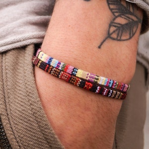 Surfer Bracelet Set for Men and Women - Handmade Boho Summer Festival Jewelry -  Mens Womens Waterproof Cotton Bracelet Set - Birthday Gift