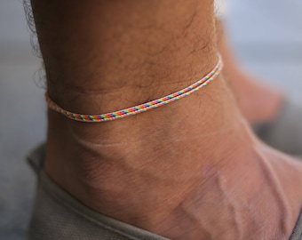 Surfer Beach voetband met karabijnhaak - voor mannen en vrouwen - Boho enkelband mannen vrouwen - waterdicht en verstelbaar - maritieme sieraden