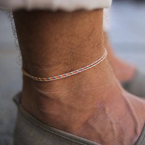 Surfer Beach Anklet for Men or Women - Mens Boho Ankle Bracelet - Womens Ankle Chain - Handmade Festival Jewelry - Waterproof & Adjustable