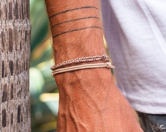 Herrarmbandsset • Surfarmbandsset om 2 • 2x vattentätt armband • Snörearmband för kvinnor • Justerbart surfarmband • Tygarmband