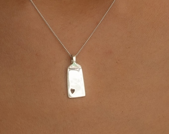 925 Sterling Silber Herzkette Damen • Minimalistische Halskette mit Herz Anhänger •  Filigrane Silberkette mit Herz Tag • Geschenk für Sie