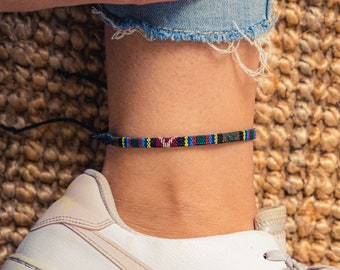 Surfer Beach Footband para mujeres y hombres - Boho Ethno Anklets Women - Handmade Festival Jewelry - Impermeable y ajustable
