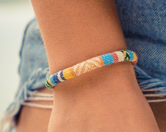 Bracelet Surfer Femmes - Boho Hippie Bijoux - Ethno Surfer Bracelet - Accessoires de Festival faits à la main - Jaune