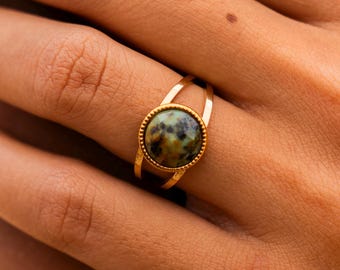 Boho Ring Gold • Waterproof & Adjustable Ring • Ring with Gemstone • Festival Jewelry • Stainless Steel Ring • Gift for Her