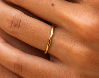 Boho Ring Gold • Verstellbarer Ring Edelstahl • Wasserfester Schmuck • Goldener Ring Offen • Minimalistischer Schmuck • Festival Schmuck