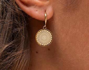 Dangling Gold Earrings • Mandala Earrings • Hanging Gold Earrings • Gift for Her • Women's Jewelry • Mandala Jewelry • Summer Jewelry