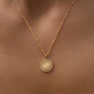 Sun Necklace Gold • Minimalist Necklace with Sun Charm • Handmade Stainless Steel Necklace • Pendant Necklace • Gift for Her with Box