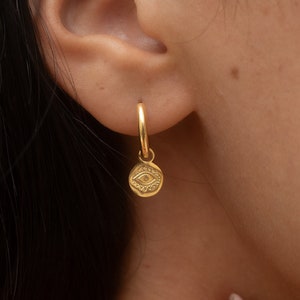 Hängende Ohrringe Ohrringe Gold aus Edelstahl Ohrringe Auge Anhänger Boho Ohrringe Geschenk für Sie Bild 1