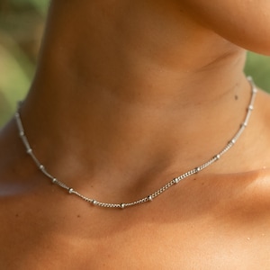 Collier minimaliste en or ou argent ou rose chaîne à maillons femmes tour de cou collier femmes cadeau pour elle dames Argent