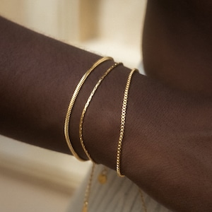 Set bracciale da donna in argento o oro Bracciali minimalisti per le donne Bracciale da donna in filigrana in acciaio inossidabile Regalo per lei immagine 1