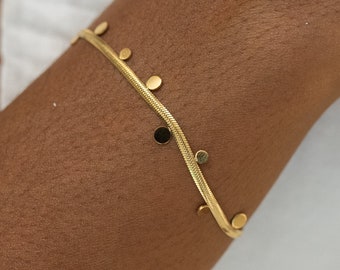 Bracelet with Sun Pendant • Stainless Steel Bracelet Gold • Minimalist Women's Bracelet • Dainty Boho Bracelet • Gift for Her