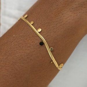 Bracelet with Sun Pendant • Stainless Steel Bracelet Gold • Minimalist Women&#39;s Bracelet • Dainty Boho Bracelet • Gift for Her