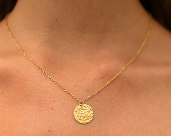 Necklace with Coin Pendant • Gold Stainless Steel Chain • Coin Necklace for Women • Delicate Jewelry • Gift for Her • Boho Jewelry