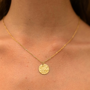 Necklace with Coin Pendant • Gold Stainless Steel Chain • Coin Necklace for Women • Delicate Jewelry • Gift for Her • Boho Jewelry