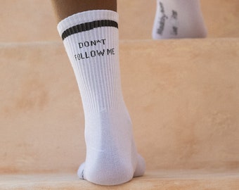 White Tennis Socks with Quotes •  High Quality Women & Men Socks Made in Germany • Funny Crew Socks with Print • Sport Socks