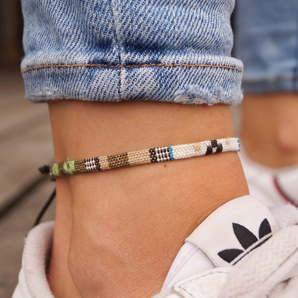 Surfer Beach Anklet for Women and Men - Womens Boho Ethno Ankle Bracelet - Mens Ankle Chain - Handmade Festival Jewelry - Waterproof