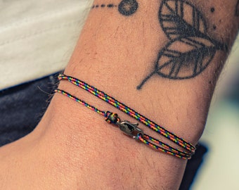 Made By Nami Bracciale Unisex In Tessuto Minimalista Con Chiusura A Clip - Impermeabile E Regolabile - Colore Argento Scuro Retro