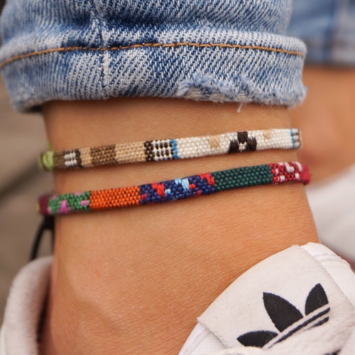 Surfer Beach Anklet Set for Women and Men - Womens Boho Ethno Ankle Bracelet - Mens Ankle Chain - Handmade Festival Jewelry - Waterproof