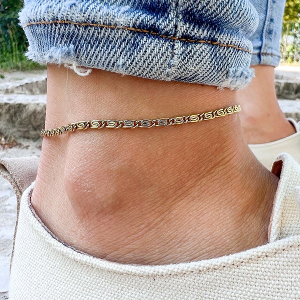 Stainless Steel Anklet for Women & Girls - Adjustable Thin Ankle Bracelet Rose Gold or Gold - Summer Anklet - Birthday Gift Idea for Her