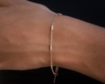 Minimalistisches Armband • Silber Gold Rosé • Gliederarmband Verstellbar für Damen • Filigrane Edelstahl Armkette Frauen • Geschenk für Sie