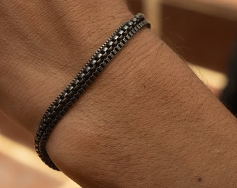 Men's Multi-Strand Bracelet • Stainless Steel Bracelet for Men • Black Stainless Steel Bracelet • Layered Bracelet • Birthday Gift for Him